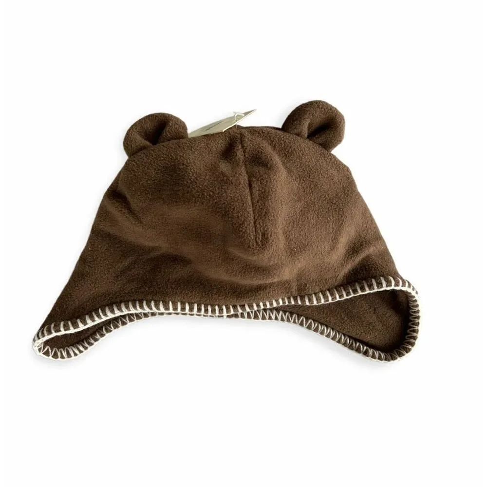 NWT Baby Boys Old Navy Lil Loves Bear Fleece Hat w Ears - Sz 18-24 mo